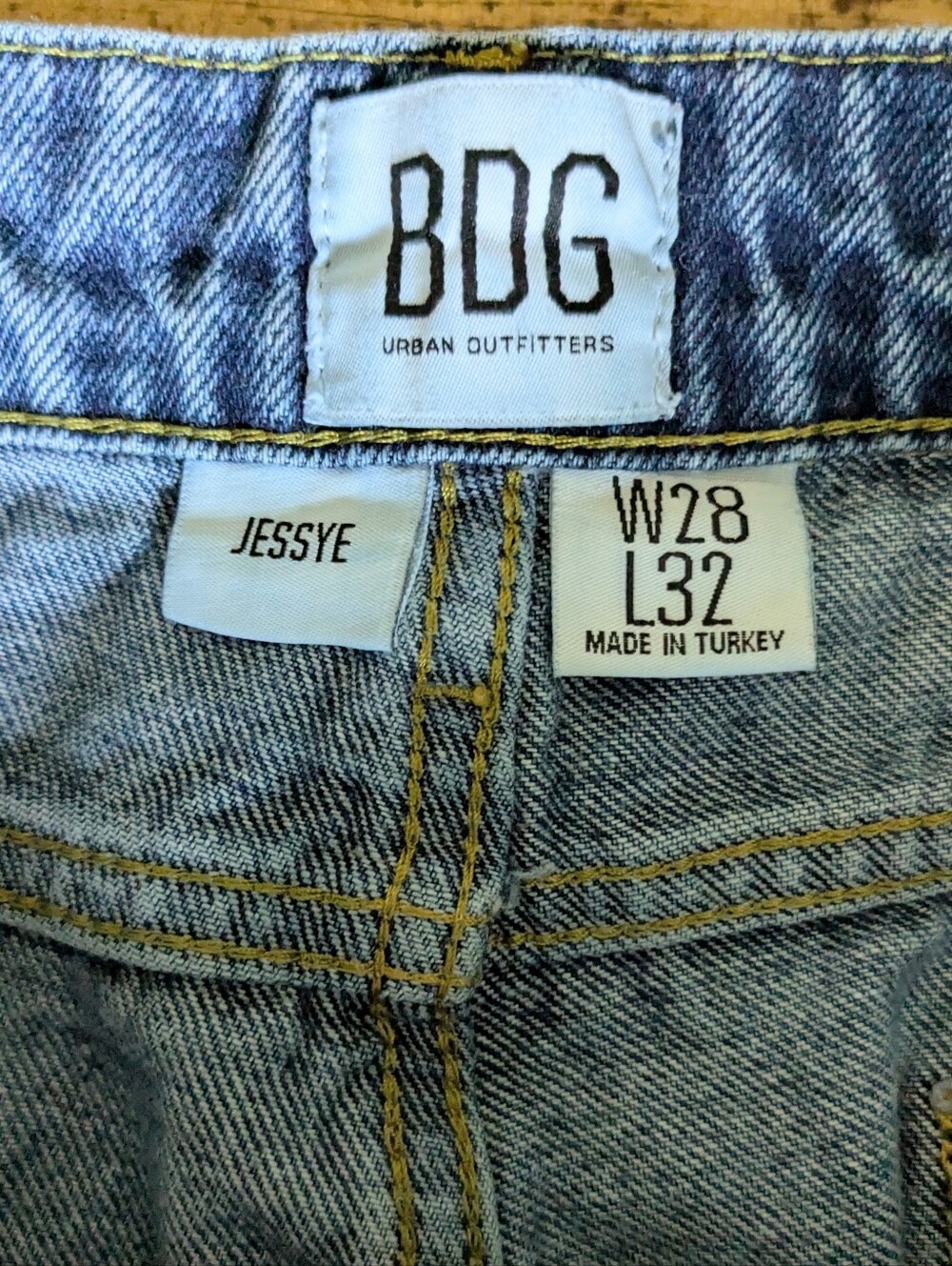 BDG Urban Outfitters Jessye Two-Tone Straight Leg Cropped Cotton Raw Hem W28 - Picture 3 of 10